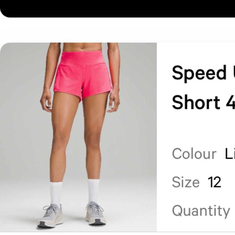 Lululemon Speed Up Mid Rise Lined 4” Shorts Pink Backpocket Retail $68 12